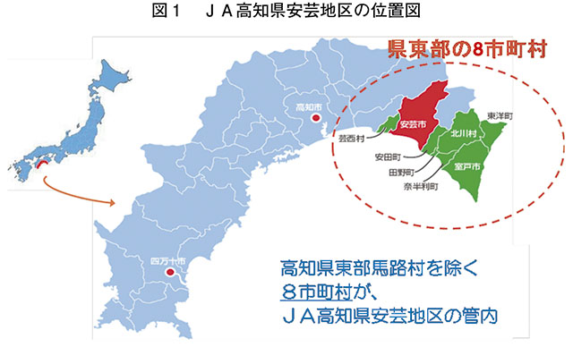 図1　JA高知県安芸地区の位置図
