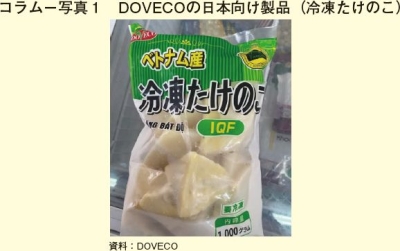 コラム－写真1　DOVECOの日本向け製品（冷凍たけのこ）